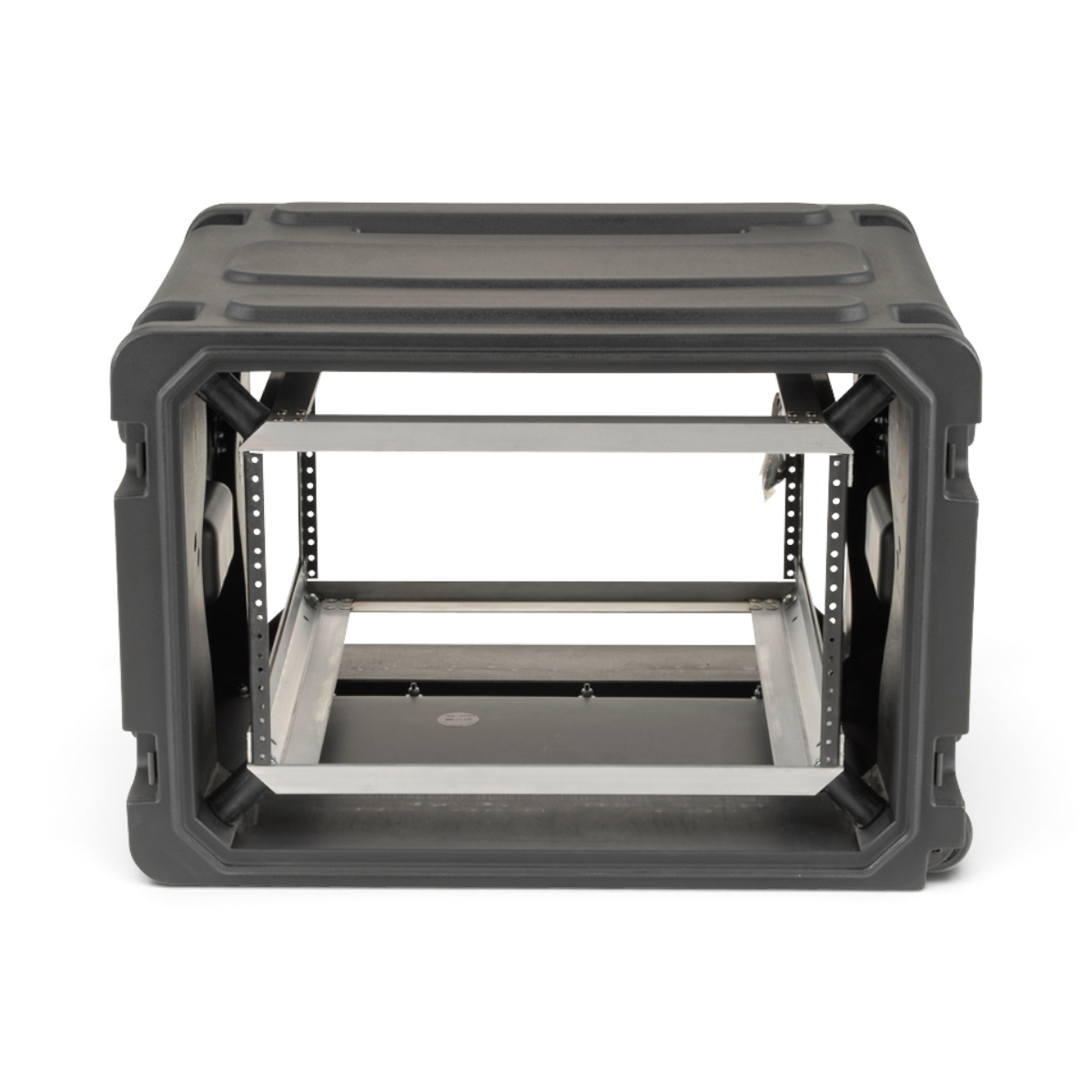 20 Inch Deep Rolling Shock Rack with reinforced frame and shock-absorbing mounts for secure, stackable storage of sensitive equipment.