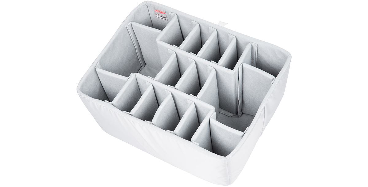 Top view of Think Tank iSeries 2217-12 Divider Set showcasing versatile padded sections. Perfect accessory kit for secure storage and transport.