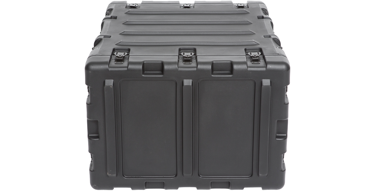 Back view of 6U RR Series Rack - 20-inch Deep Shock Rack with sealed panel and heavy-duty construction for transport safety.