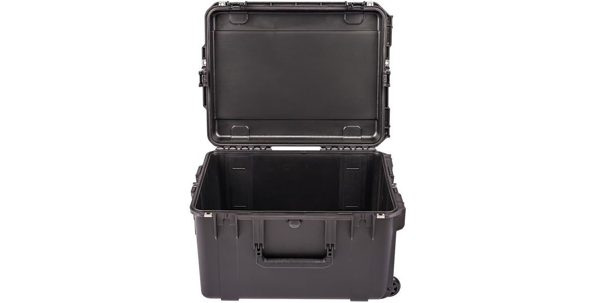 Front view of open iSeries 2217-12 Case - High-Strength Waterproof with spacious interior for secure household vacuum accessories.