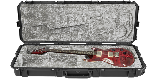 Waterproof PRS Guitar Case - iSeries open with red PRS electric guitar inside, showing custom foam interior for secure fit and protection.