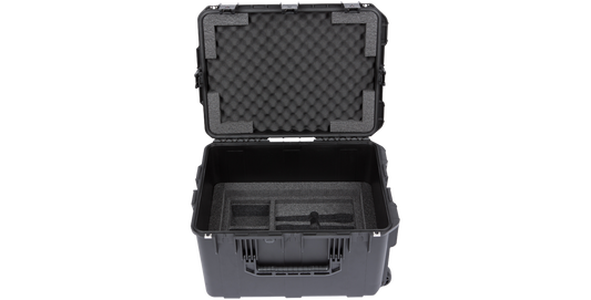 4U Molded Wireless Mic Fly Rack case with custom foam compartments for transmitters and accessories. Ideal for pro audio travel protection.