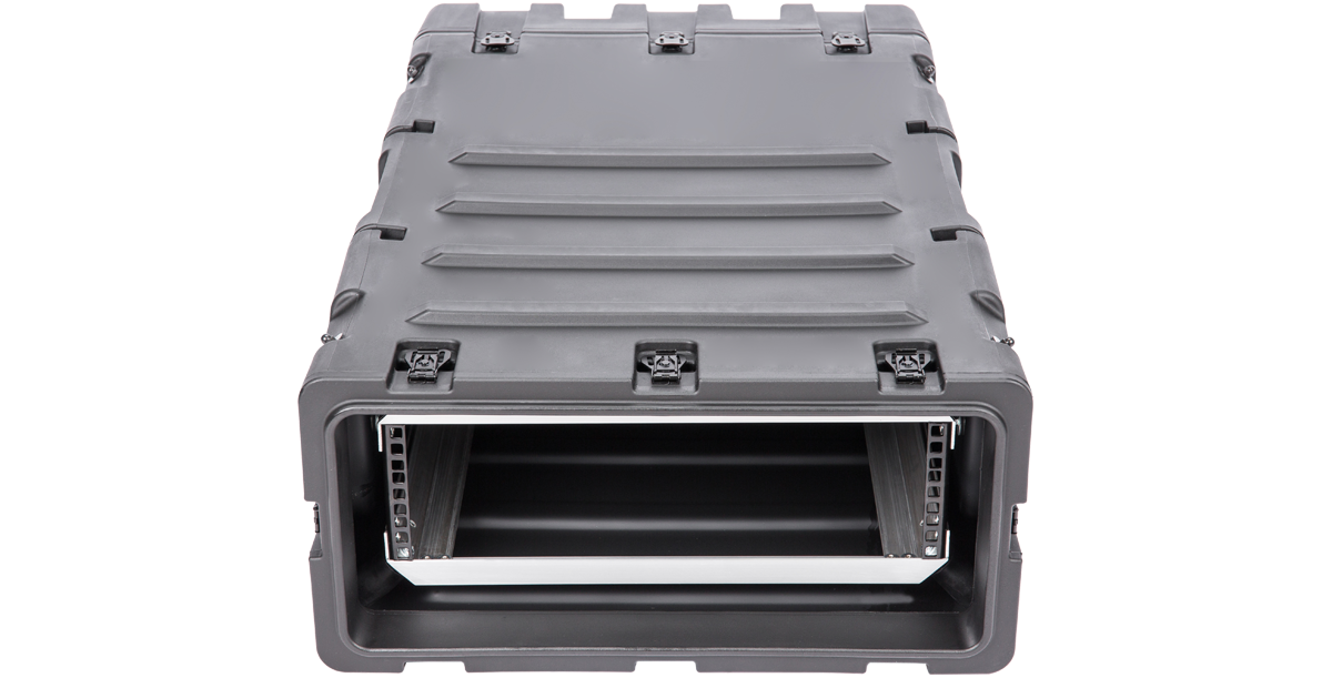 30 Inch Shockproof Rack Case - 3U RS Series front-facing with visible rack rails and rugged exterior for secure gear transport.