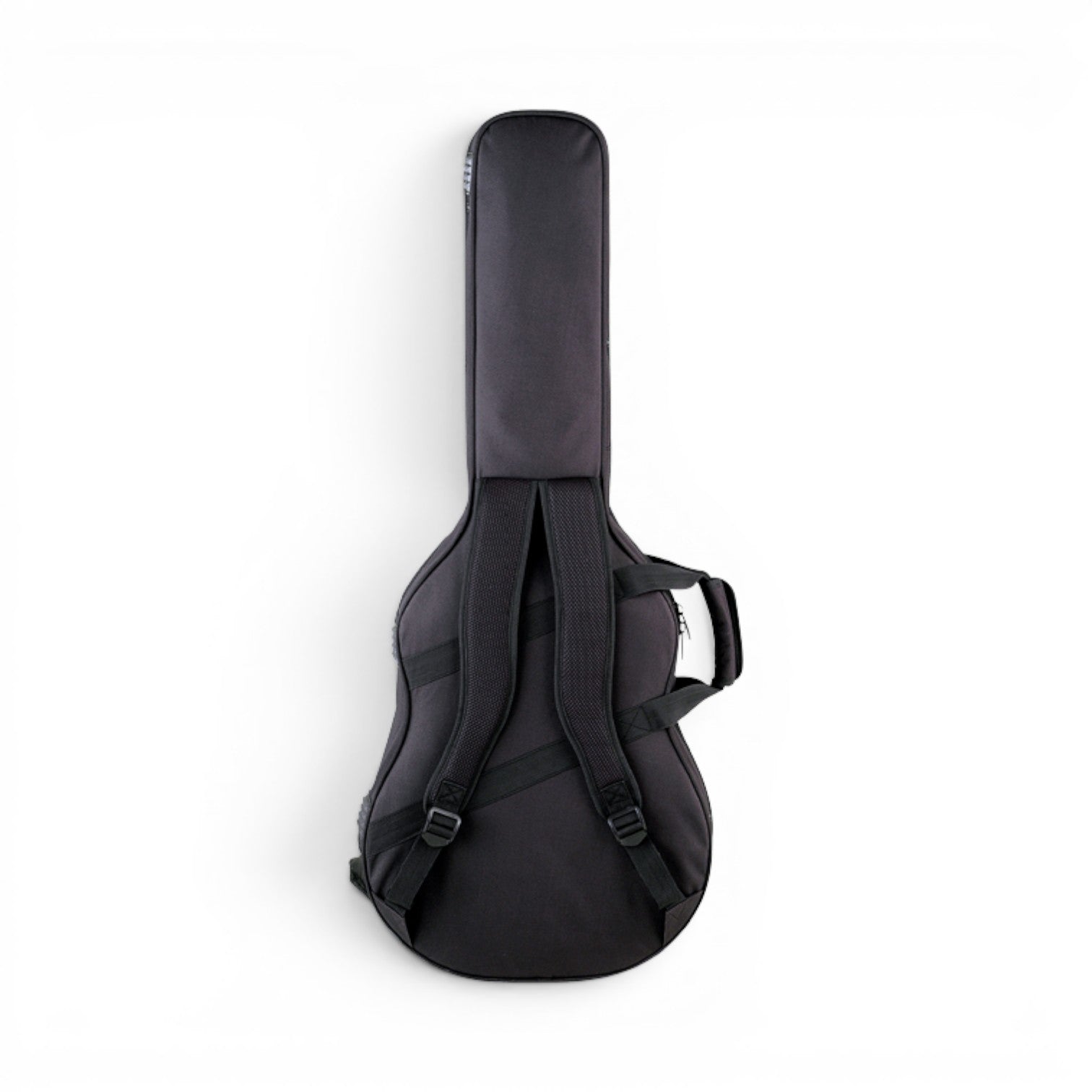 Back view of Thin-line Acoustic Guitar Soft Case featuring adjustable backpack straps and weather-resistant nylon exterior.