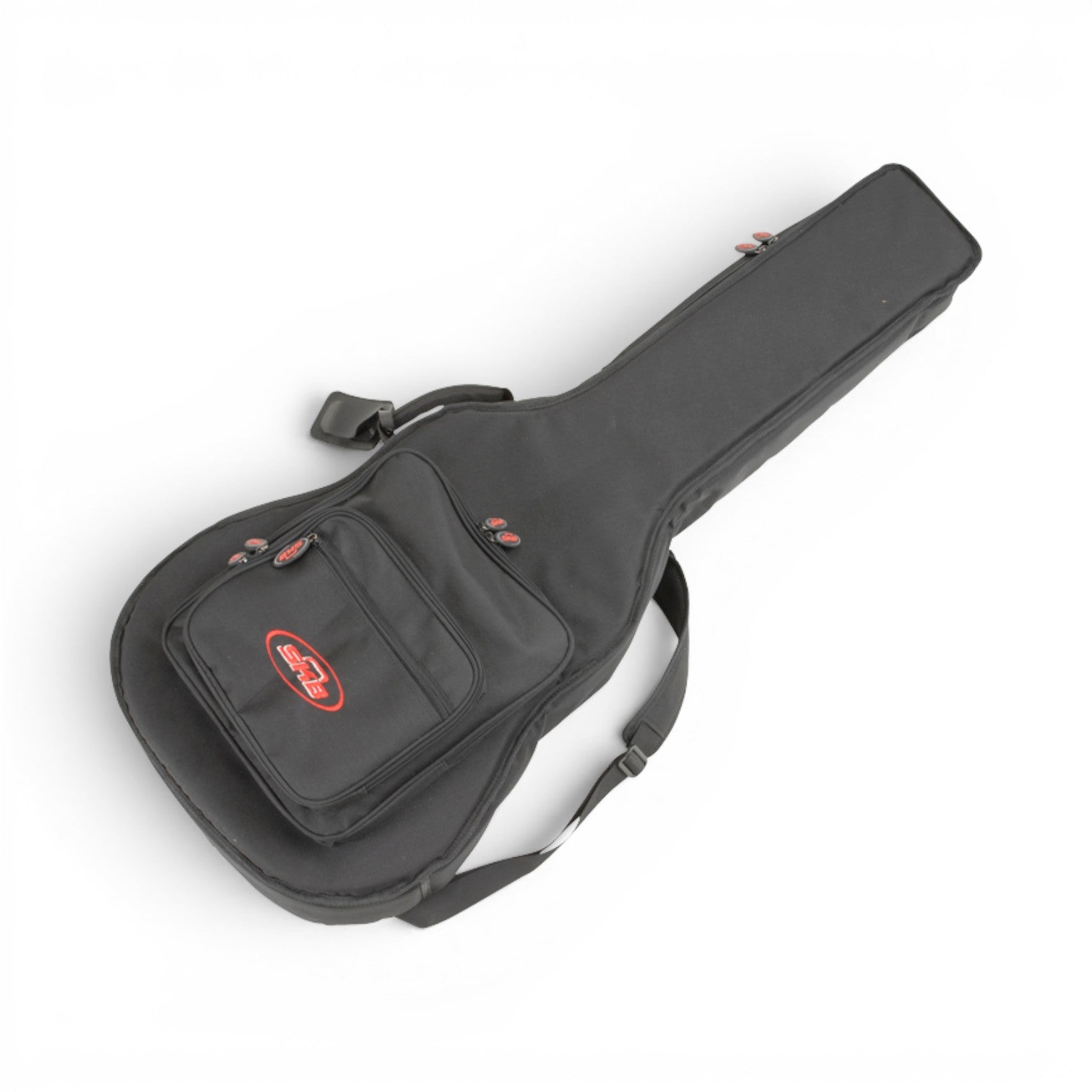 Acoustic Guitar Gig Bag - Durable Design | SKB Fit featuring front zippered compartments and shoulder strap for easy transport.