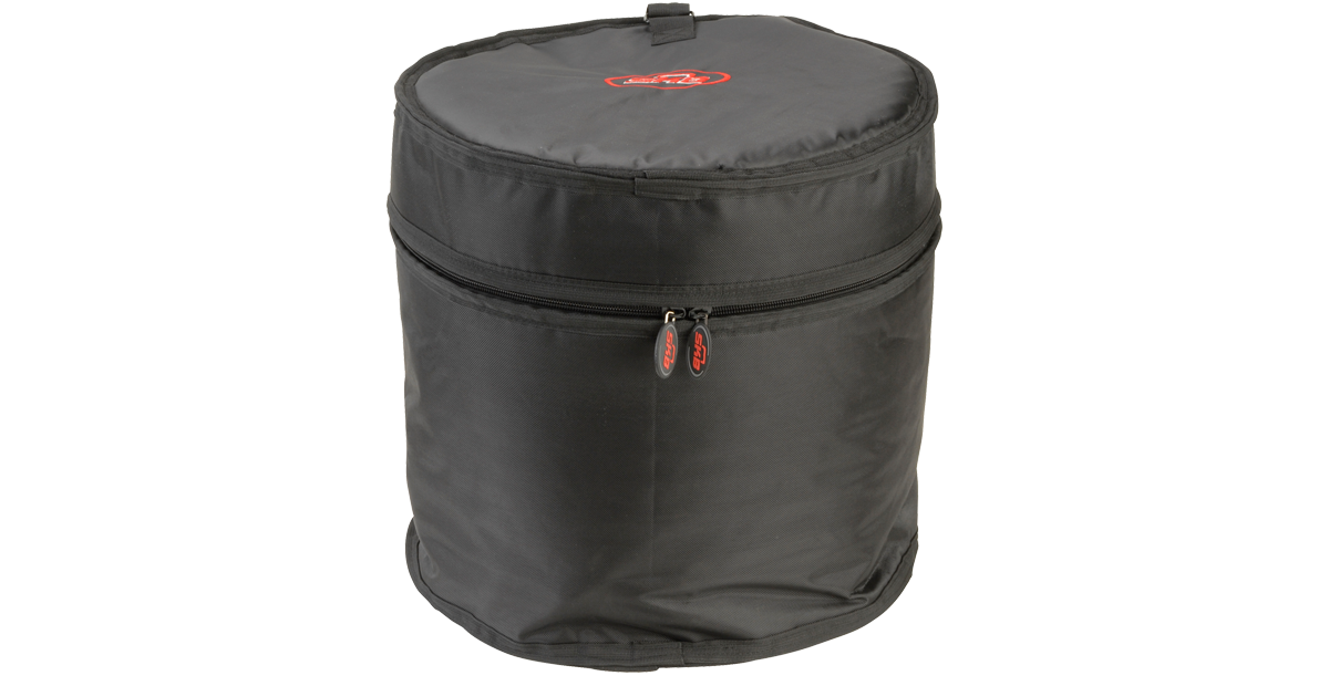 14x14 Drum Gig Bag - Durable and Protective cylindrical case with ballistic nylon exterior and dual zipper closure for tom drum storage.
