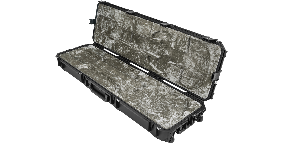 Side angle of open iSeries Bass Case - Waterproof StingRay highlighting plush interior and reinforced edges for maximum instrument protection.