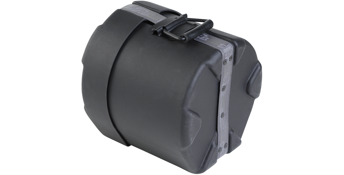 Angled view of 8 x 8 Roto-Molded Drum Case showing molded feet and reinforced edges for stability and impact resistance.