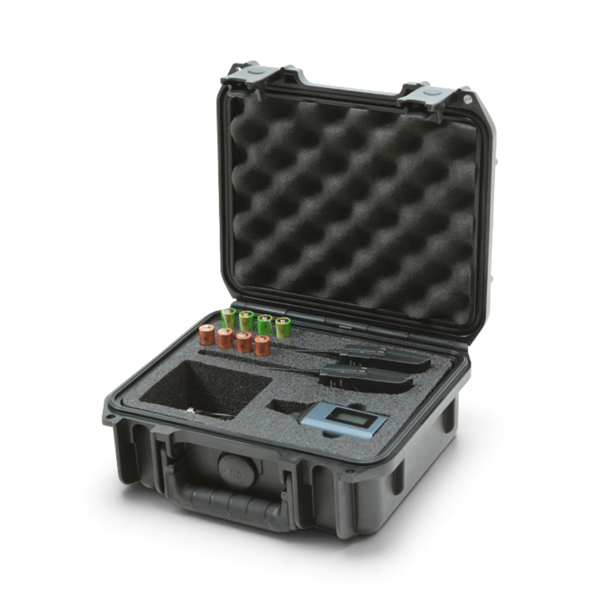 SKB Cases iSeries wireless microphone case with custom foam interior holding Sennheiser EW system components