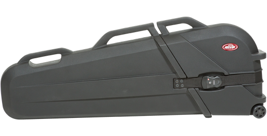 ATA Bass Case with TSA Lock in hard shell design, ideal for secure music travel and protection of bass guitars during transit.