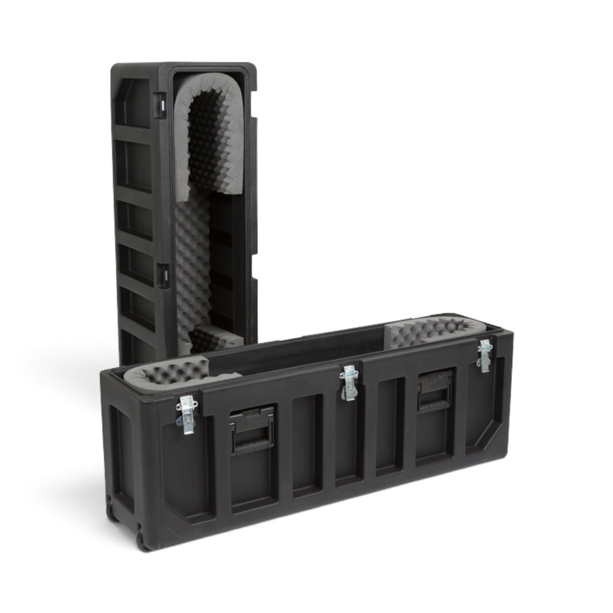SKB Cases FP Series 4250 black rotationally molded polyethylene flat screen transport case with interior foam padding.