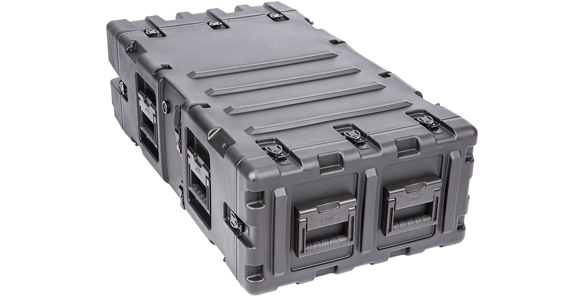 Rear side view of 4U Deep Shock Rack - Equipment Protection | 30-inch deep case with rugged handles and secure latches for equipment safety.