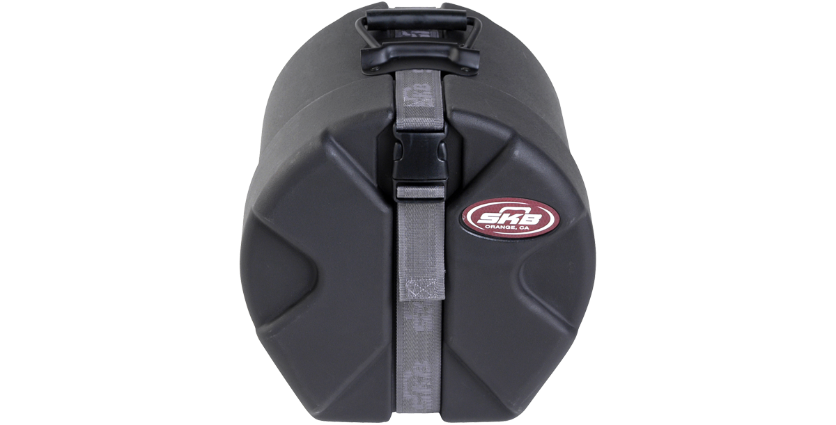 8 x 8 Roto-Molded Drum Case with secure strap and SKB logo, designed for durable, stackable drum protection in accessory kits.