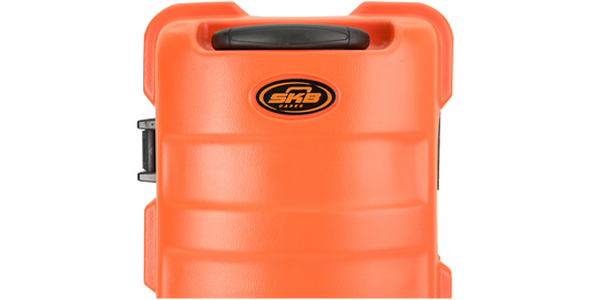 Top view of ATA Staff Pro XL Golf Travel Case featuring SKB logo and molded handle, ideal for secure golf club transport.