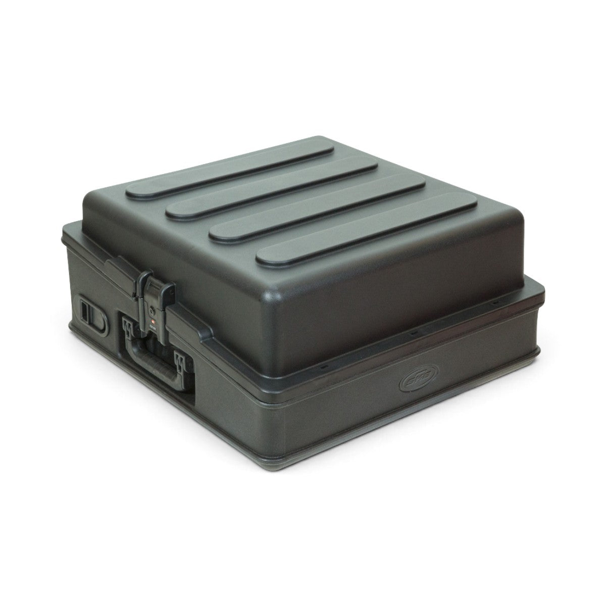 10U Mixer Rack Case with hard lid and TSA-approved latches, offering durable protection for mixers like the Allen & Heath Qu-16.