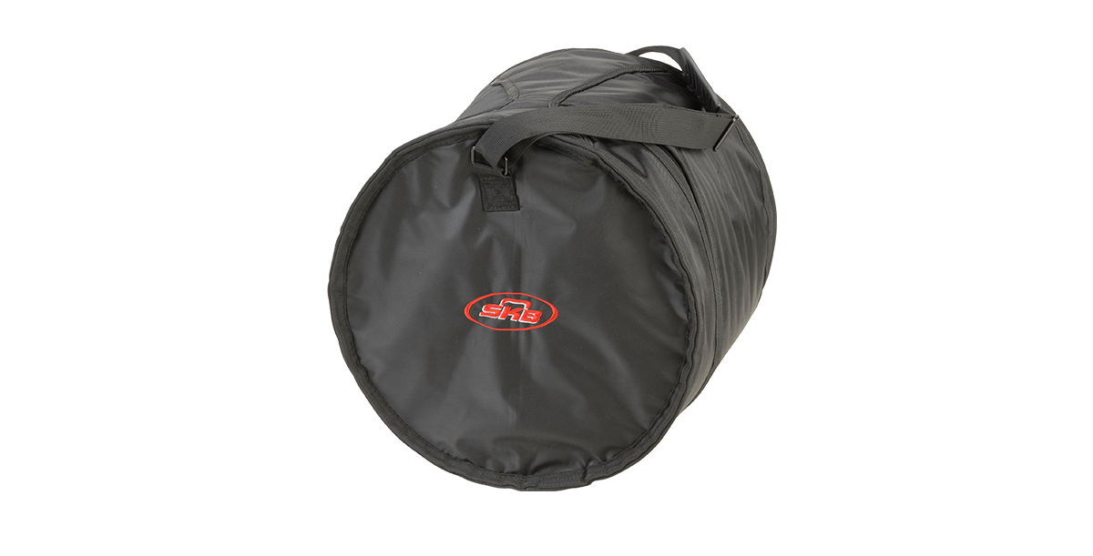 Angled view of 10 x 12 Tom Drum Gig Bag showing reinforced stitching and padded handle for secure and comfortable carrying.