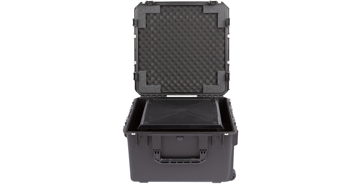20" Fly Rack Case - iSeries Injection Molded with open lid and rack frame inside, designed for secure travel and storage.