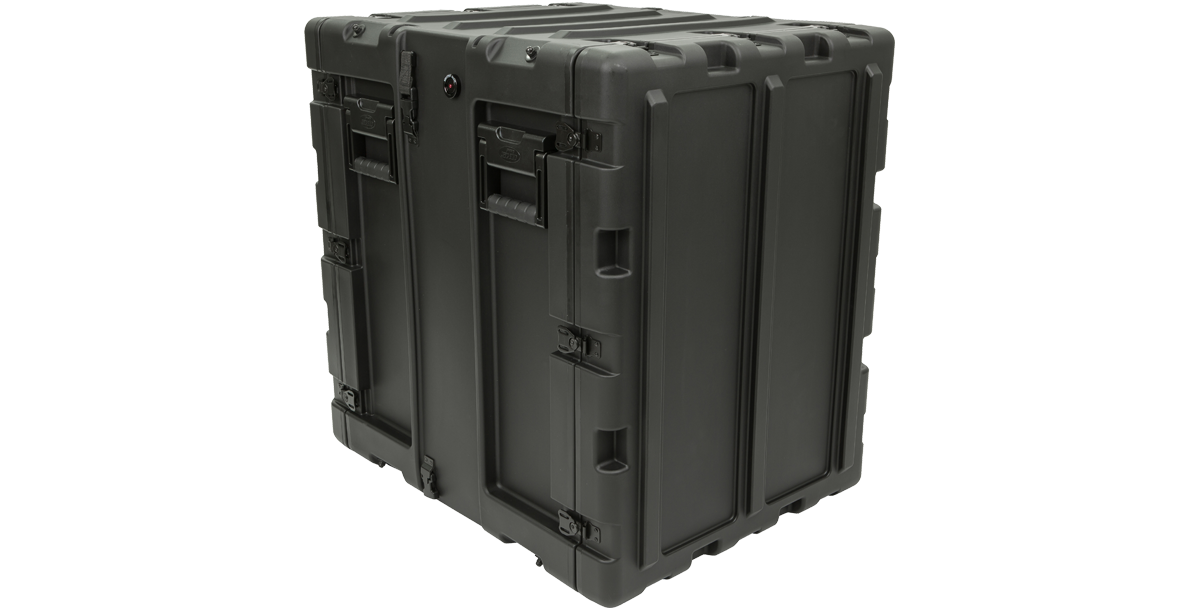 Closed 14U Shockproof Rack - Durable 20" RS Series Case with reinforced corners and side handles for secure transport and protection.