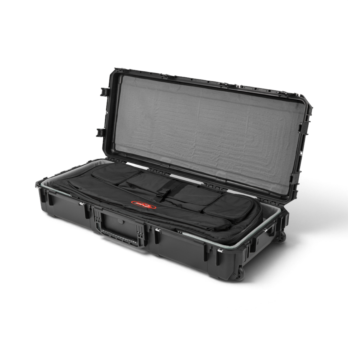 SKB Cases iSeries 4719-8 hard-soft combo archery case with a durable black hard shell and internal soft backpack.