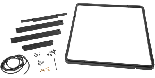 iSeries 2217 Mounting Ring Kit with panel ring, gasket, drill jigs, and hardware for 3i-2217 case panel installation.