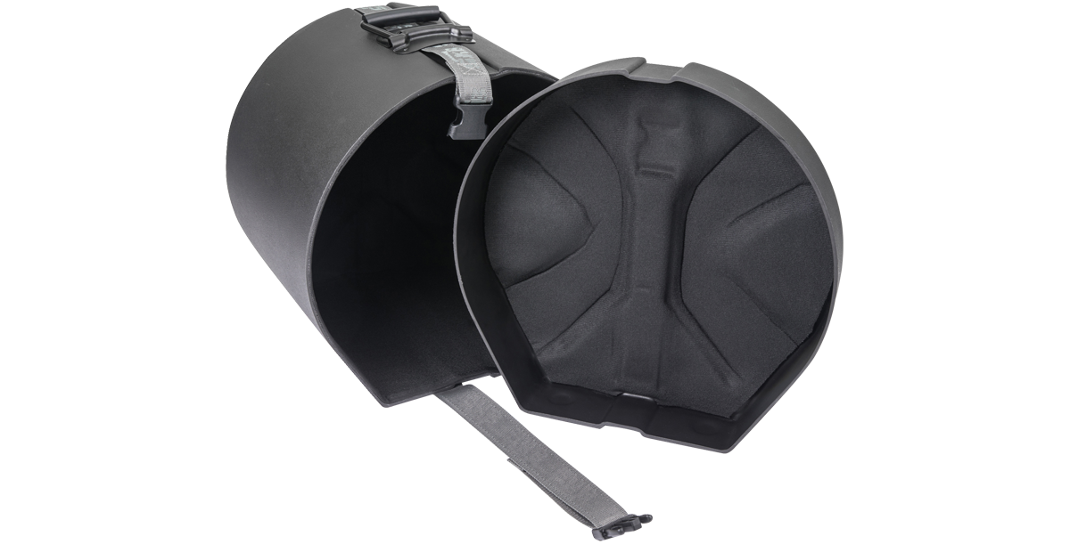 Open SKB Ultimate Drum Case Set displaying padded interior for tom drum cushioning and impact protection during travel.