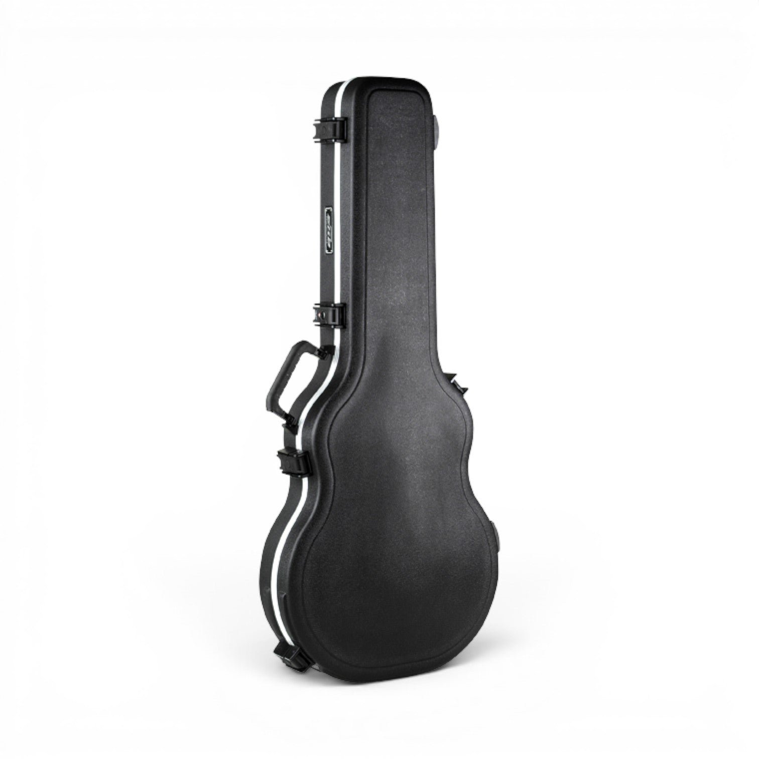 Angled side view of Thin Body Guitar Case - Semi-Hollow Guitar Case highlighting its slim profile and rugged construction for electric guitar protection.