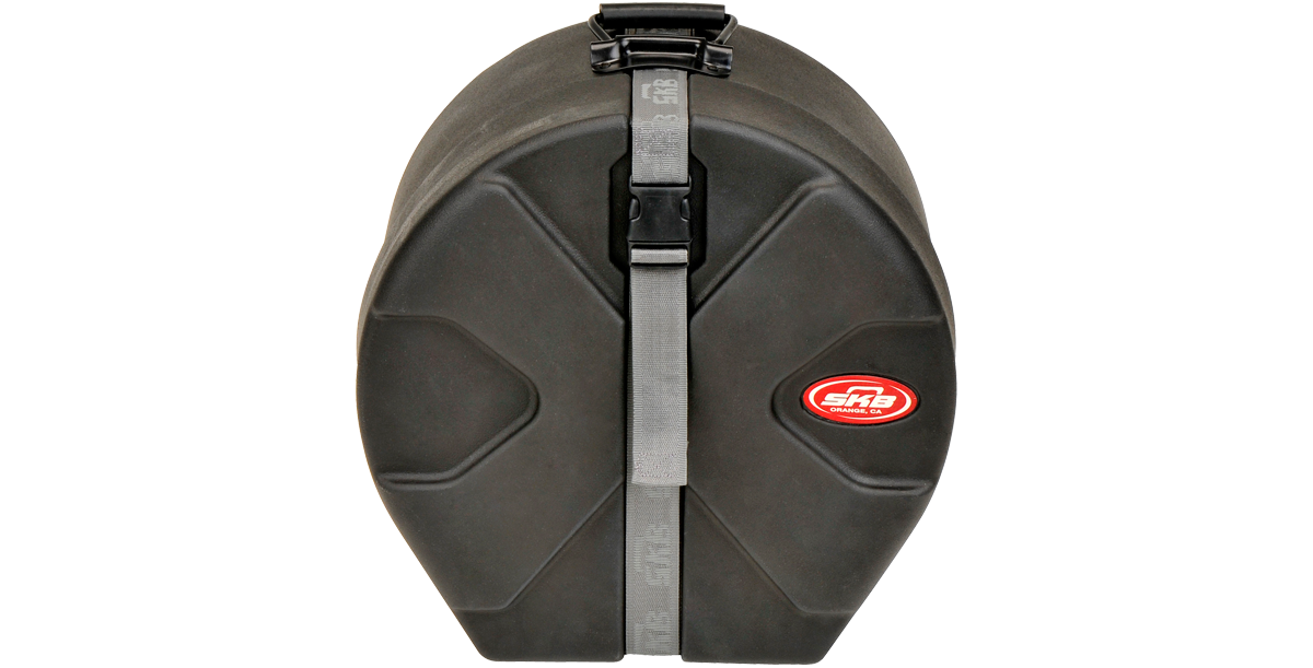 Front view of 6.5 x 13 Drum Snare Case with patented Roto-X pattern and SKB logo, built for rugged snare drum protection.