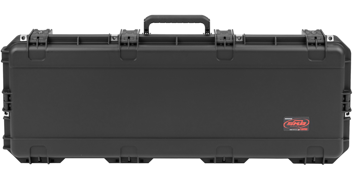 Back view of iSeries Waterproof PRS Guitar Case with SKB logo, showcasing ultra-strength build and secure travel-ready design.