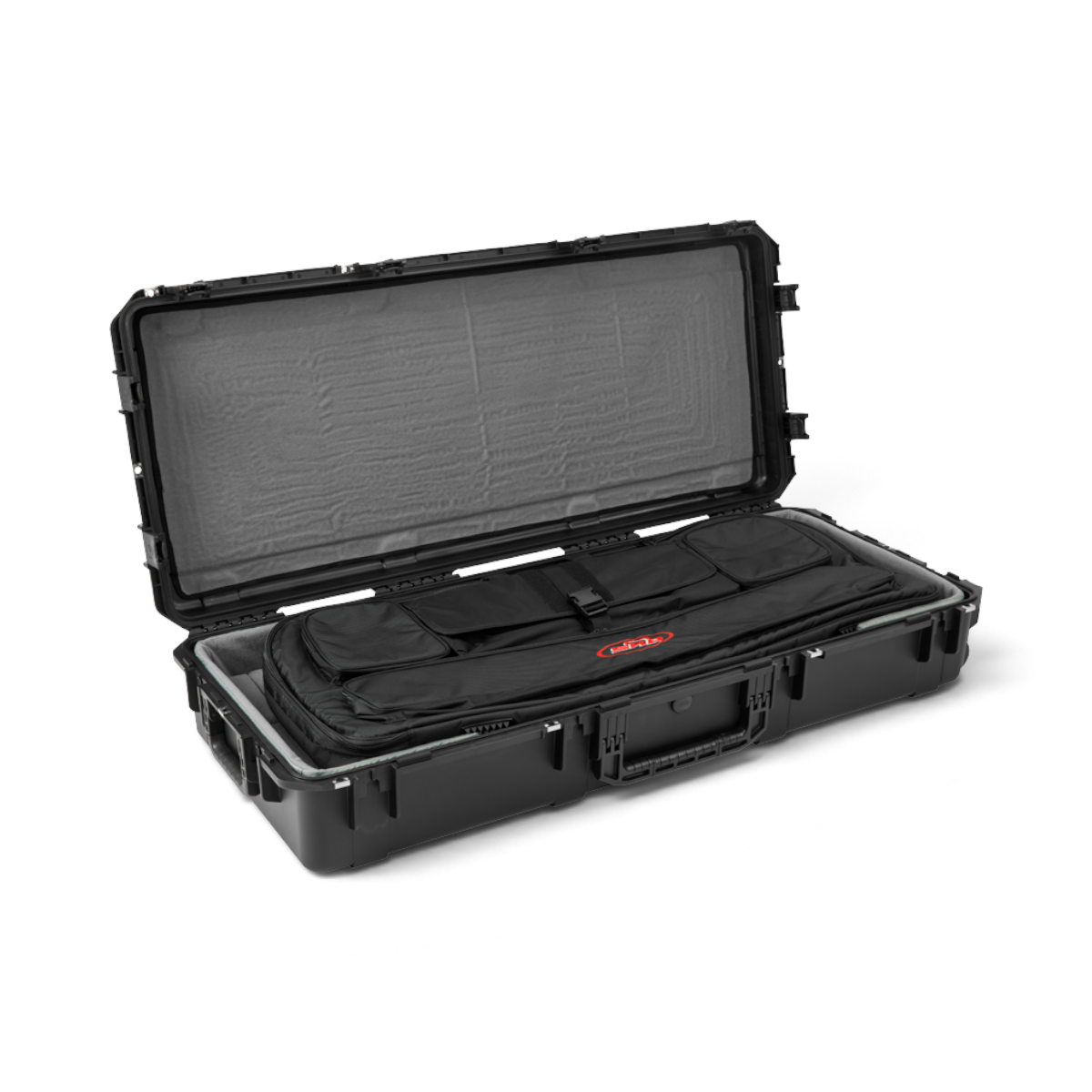 SKB Cases iSeries hard-soft combo archery case with a durable black hard shell and internal soft backpack insert.