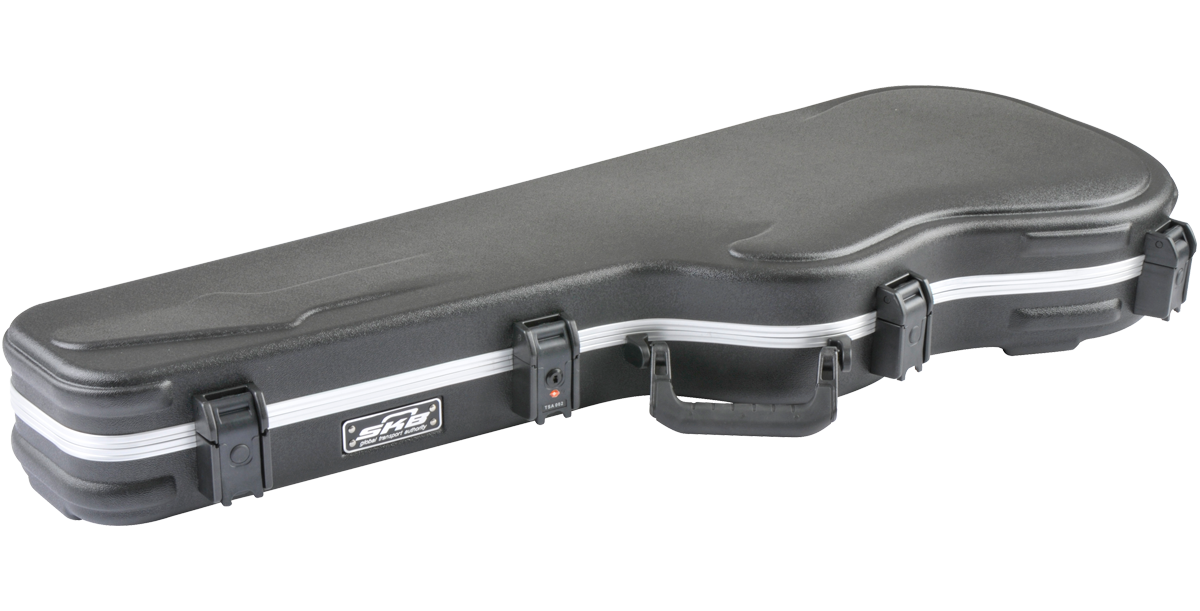Electric Guitar Case - TSA Locks side angle showing reinforced latches and molded bumper protection for travel safety.