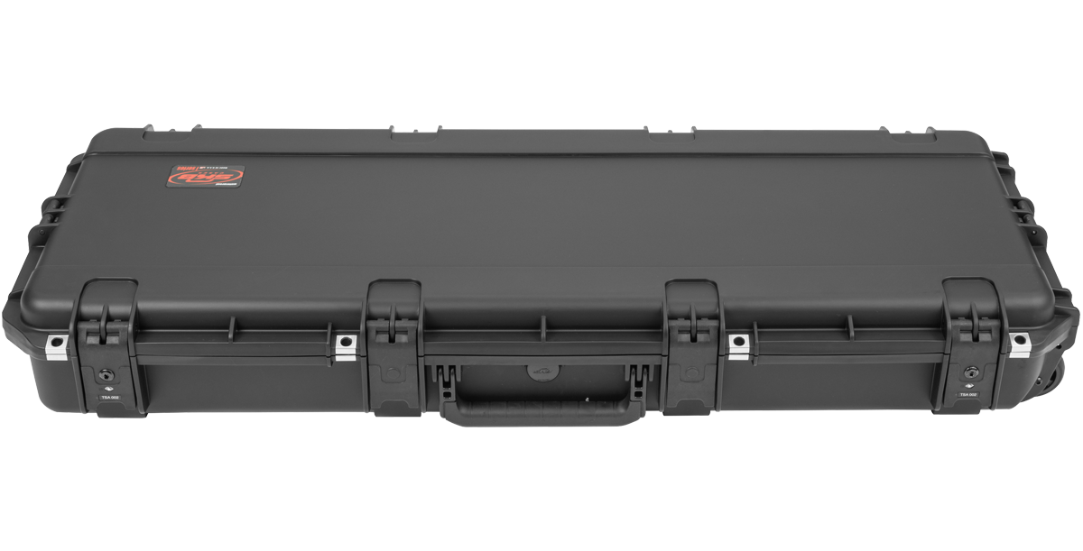 Front view of closed iSeries Waterproof PRS Guitar Case featuring durable latches, reinforced handle, and corrosion-resistant design.