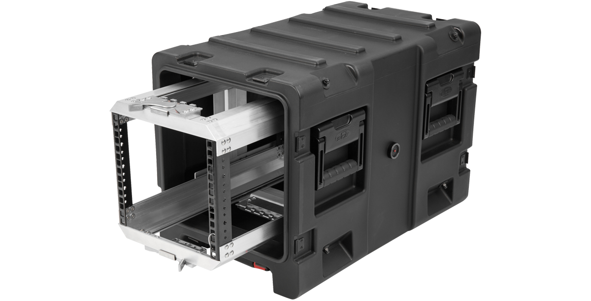 20-inch Shock Rack Case by SKB with rugged handles and open-frame design, ideal for mobile rack-mounted systems.