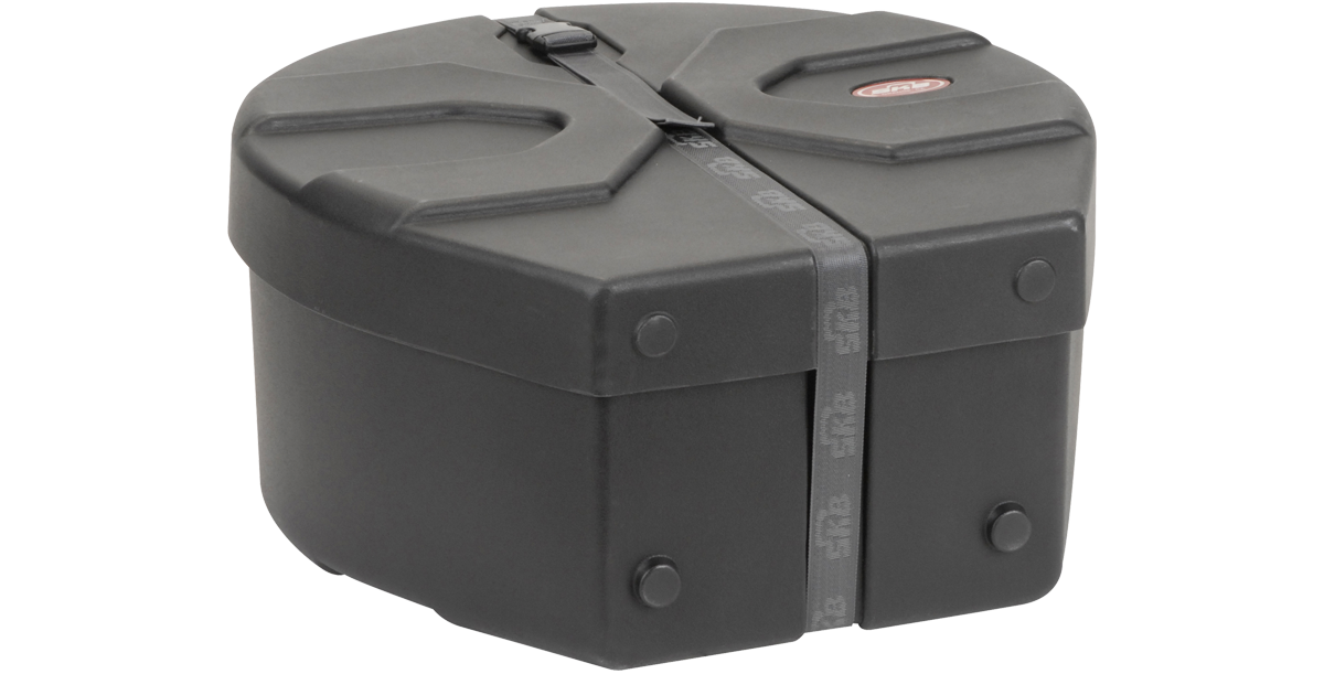 Closed cylindrical Double Second/Double Tenor Drum Case with secure strap and rugged exterior. Ideal for steel drum players needing protection.