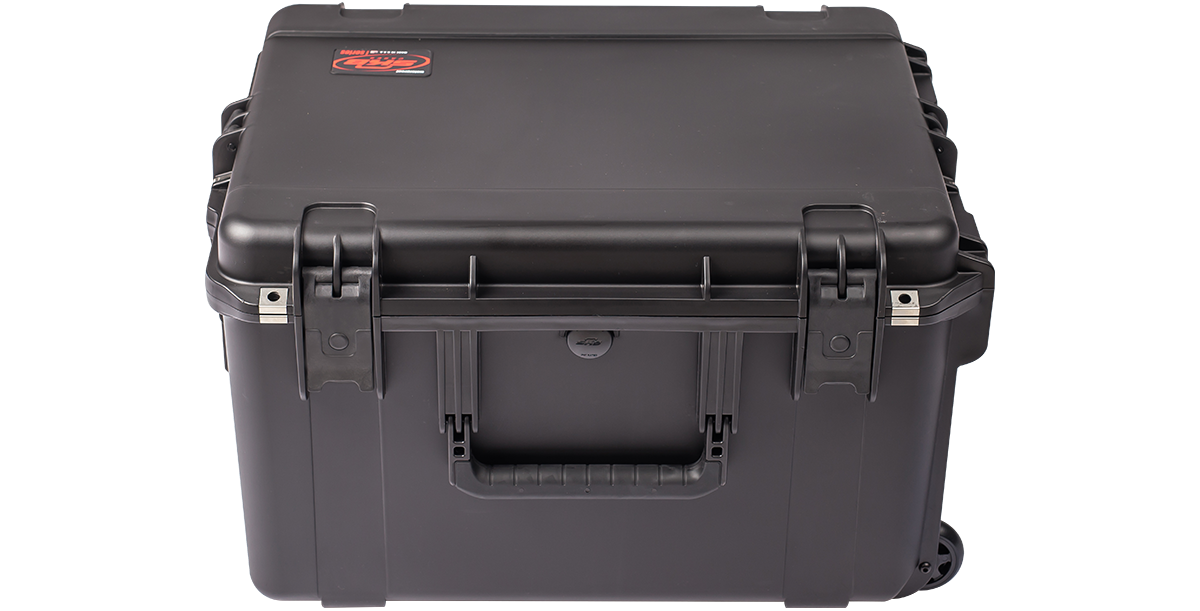 Top-down view of iSeries 2217-12 Case - High-Strength Waterproof with front handle and dual latches for household storage use.