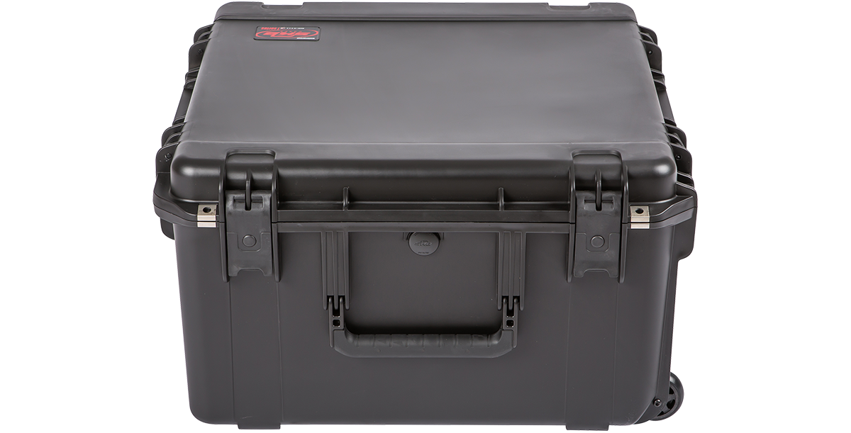 Front view of iSeries Case - Durable and Waterproof with ergonomic handle and secure locking system for household accessories.