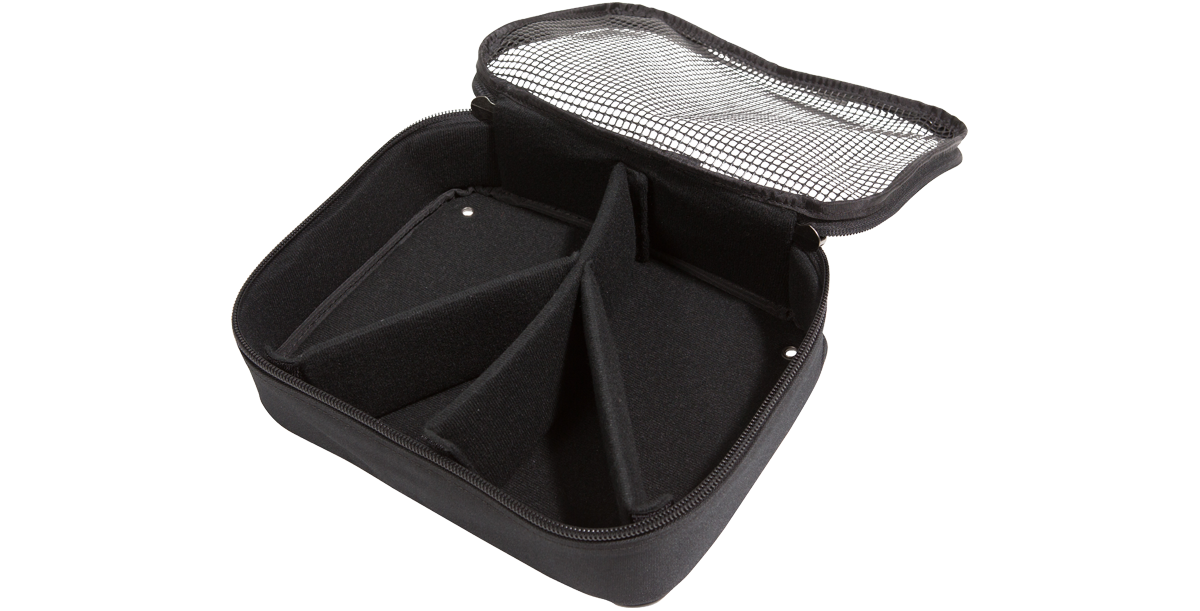 Caster Storage Bag for SKB Shockracks featuring internal compartments and mesh lid for secure and organized accessory storage.