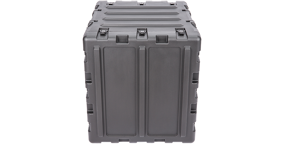 Rear view of 11U Shock Rack - 20-inch Case featuring a solid, molded shell designed for maximum protection during electronic gear transport.
