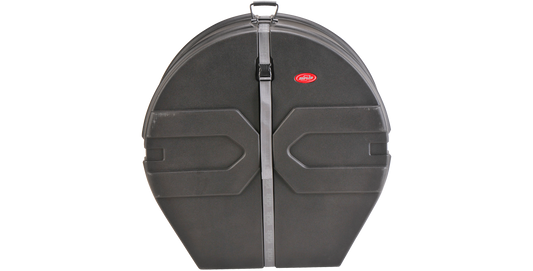 Drum Case 16x32 with Roto-X pattern, closed view showing durable molded shell and secure strap for marching bass drum protection.