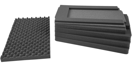 SKB Cubed Foam Insert for 3i-2615-10 cases, featuring layered protective foam with customizable compartments for secure equipment storage.