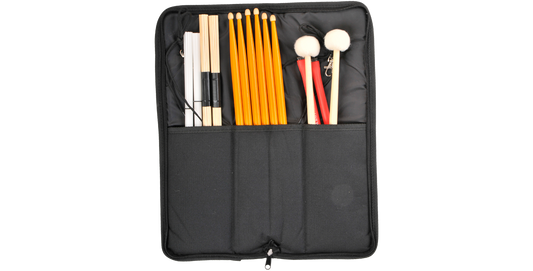 Drum Stick Gig Bag - Durable and Practical with interior stick pockets holding drumsticks and mallets, ideal for percussionists on the go.