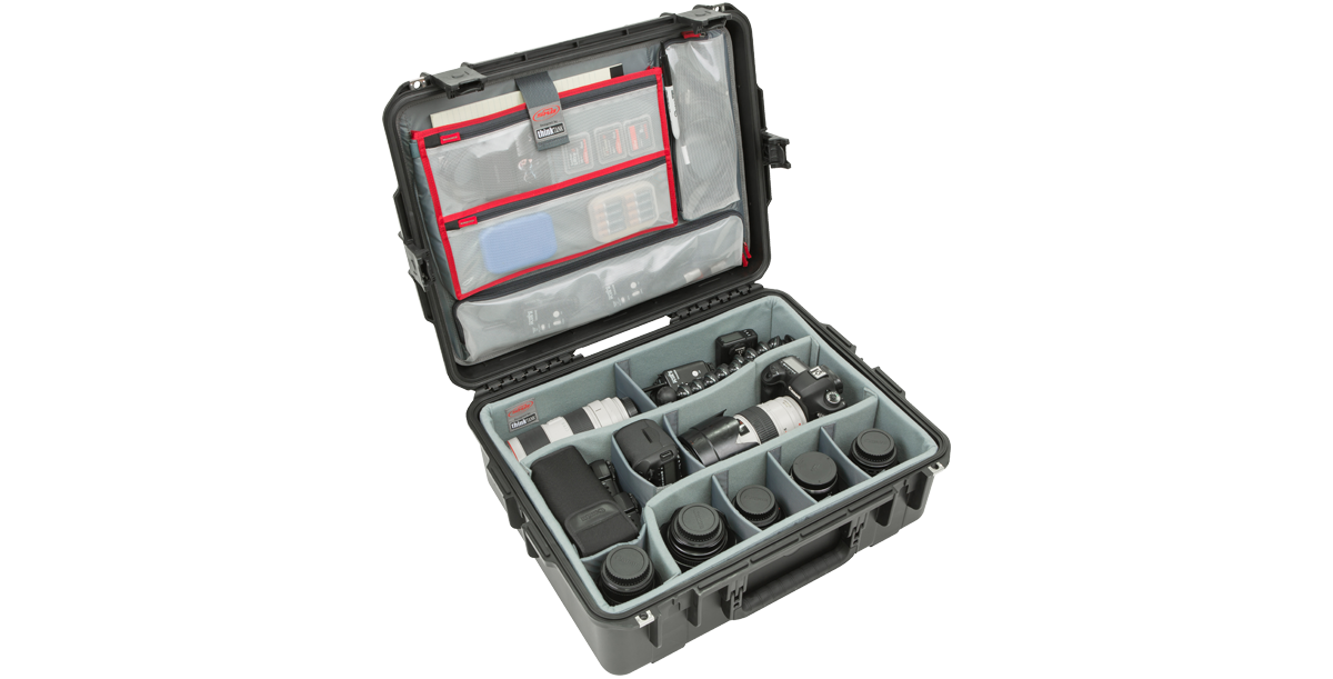 Interior of iSeries 2217-8 Waterproof Molded Case - Durable Design with mesh pockets and padded compartments for complete gear organization.