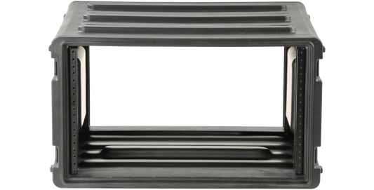 Front view of 6U rSeries Rack - 6U Rack Mount Enclosure with roto-molded polyethylene frame and open front for mounting gear.