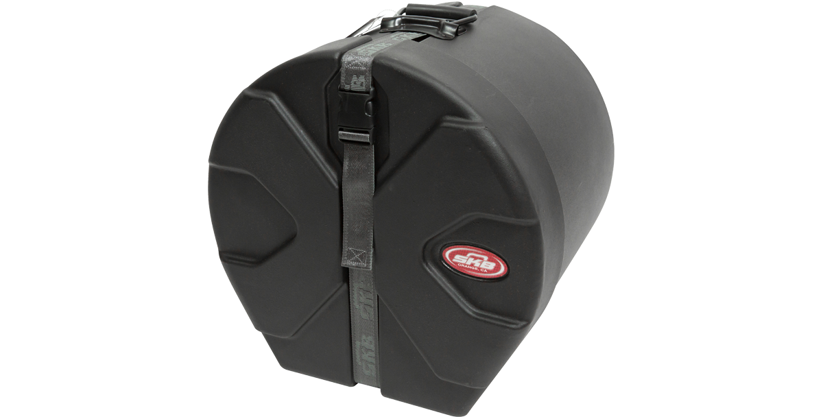 12 x 12 Drum Case - Durable Roto-Molded with secure strap and molded exterior for stable stacking and drum protection.