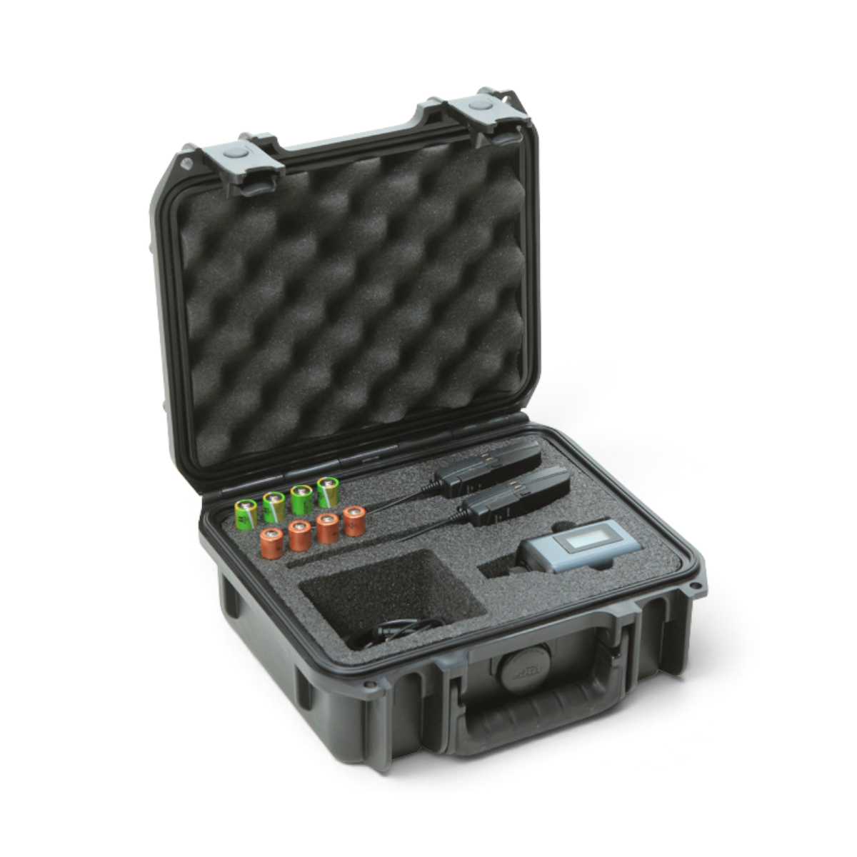 SKB Cases iSeries waterproof wireless microphone case with custom foam interior for Sennheiser EW system components.
