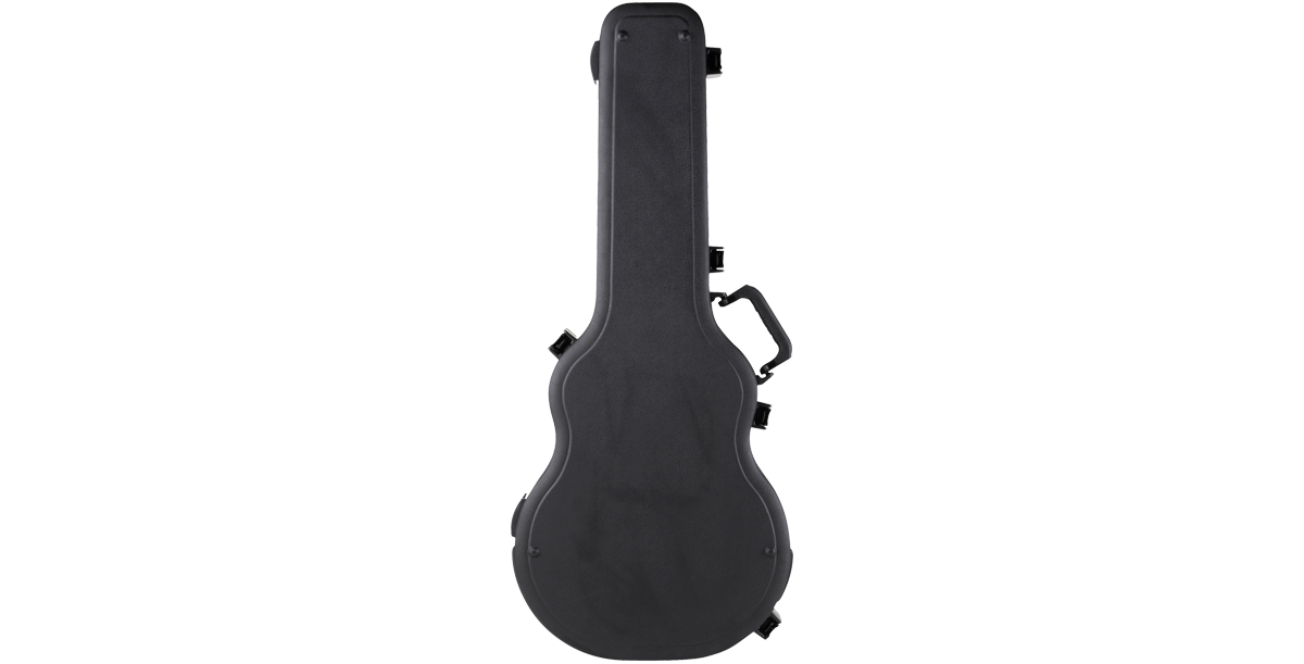 Front view of Thin Body Guitar Case - Semi-Hollow Guitar Case showing durable molded exterior for 335 style guitars, dust and moisture resistant.