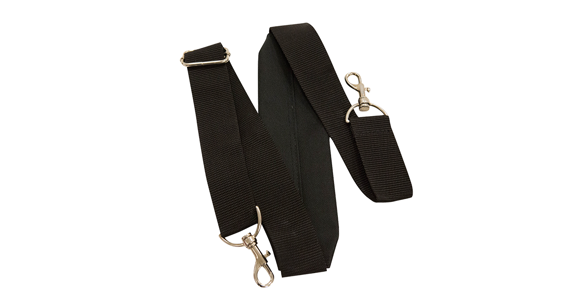 Carry Strap - Adjustable for Band & String Cases with metal swivel hooks and durable black webbing, ideal for easy transport and secure fit.