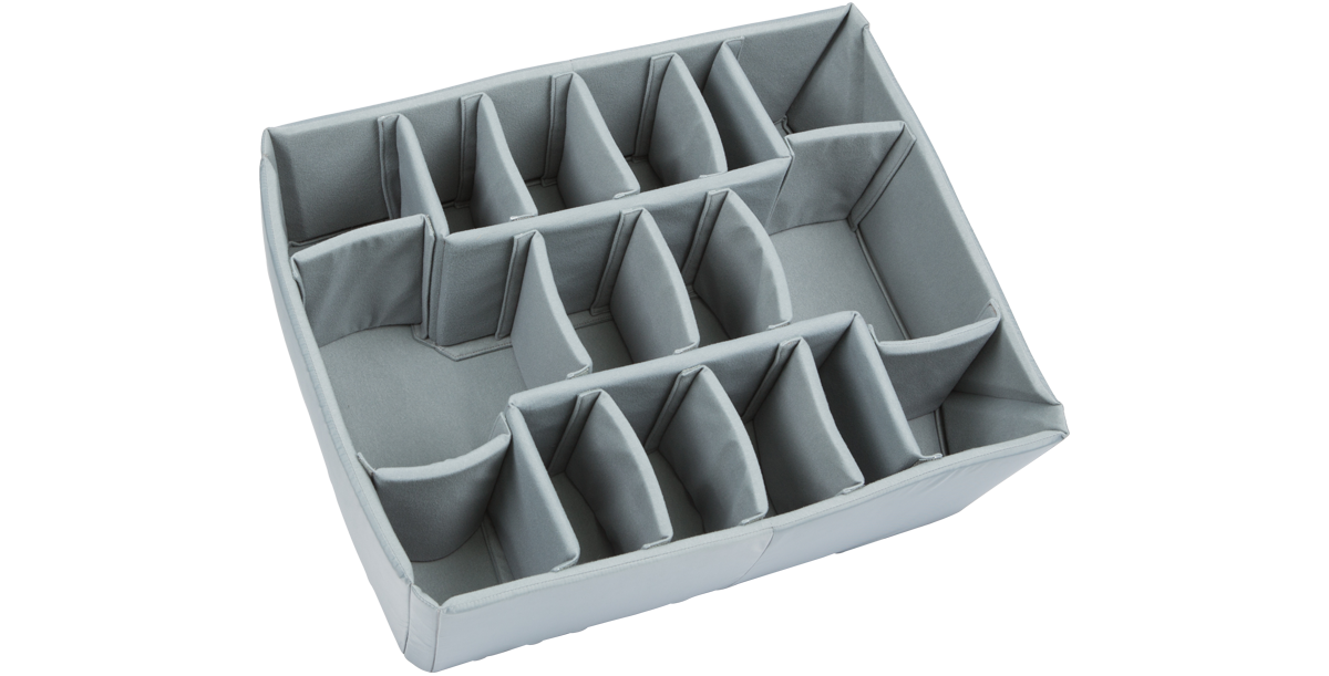 Side angle of iSeries Divider Set featuring durable, adjustable inserts ideal for organizing household or photography gear in vacuum accessory kits.