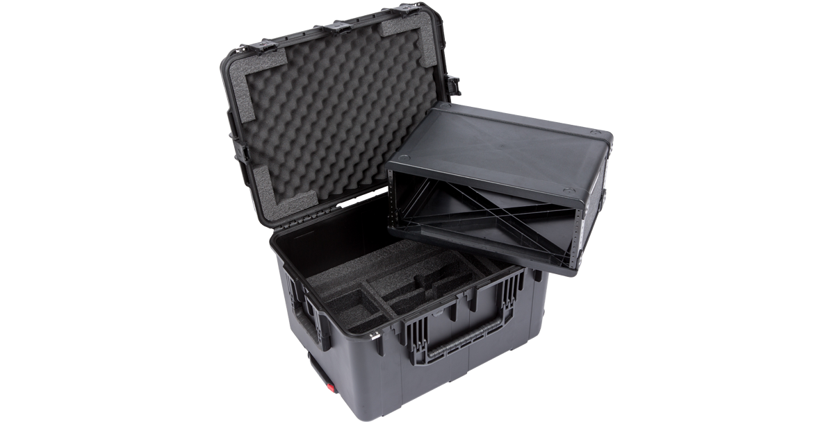 Wireless Mic Fly Rack - 4U Molded Case with removable internal rack and foam inserts. Designed for secure and organized mic transport.