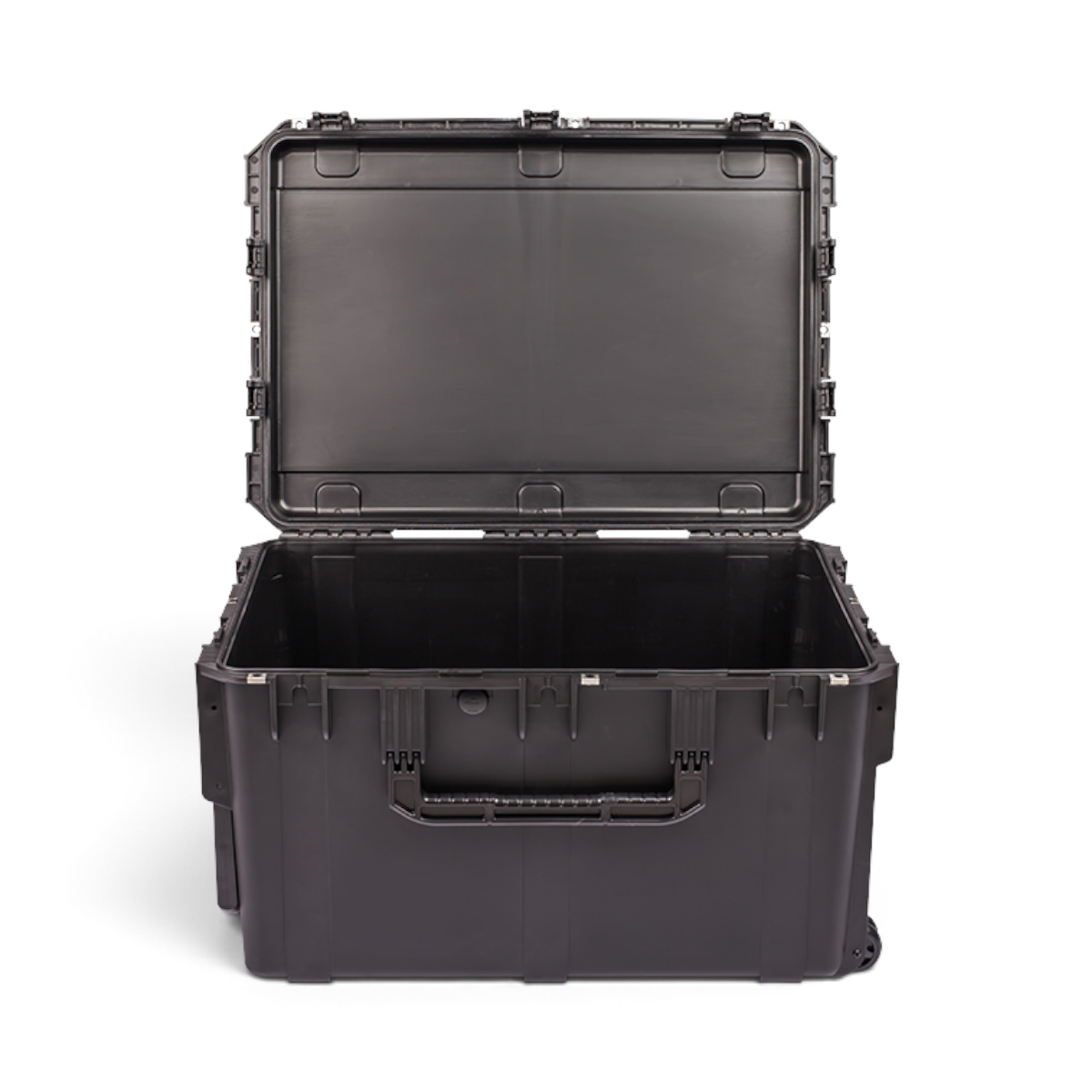 SKB Cases iSeries 3021-18 black waterproof injection molded polypropylene equipment case with lid open