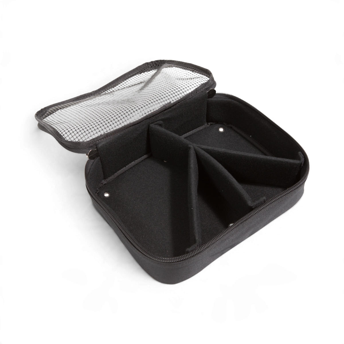 Open Caster Storage Bag with padded compartments and mesh lid, designed for SKB Shockrack caster and accessory storage.